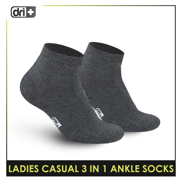 Dri Plus Ladies' Lite Thin Casual Ankle Socks 3 pairs in a pack DLCKG34