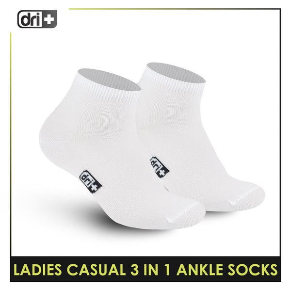 Dri Plus Ladies' Lite Thin Casual Ankle Socks 3 pairs in a pack DLCKG34