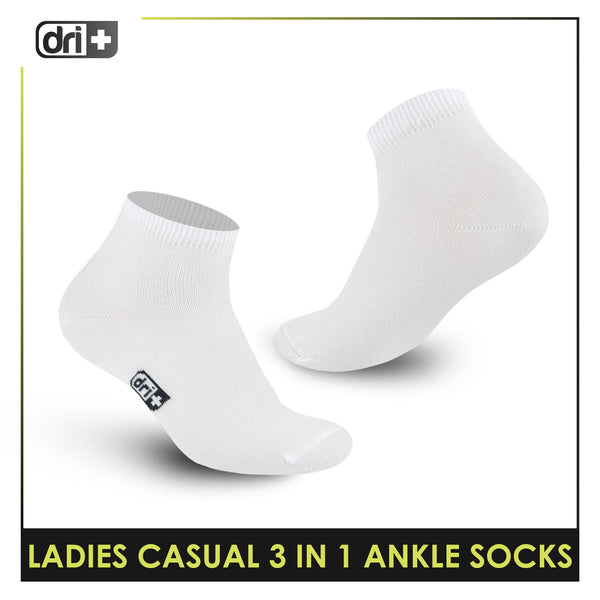 Dri Plus Ladies' Lite Thin Casual Ankle Socks 3 pairs in a pack DLCKG34