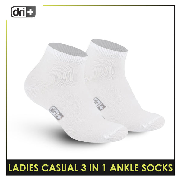 Dri Plus Ladies' Lite Thin Casual Ankle Socks 3 pairs in a pack DLCKG34