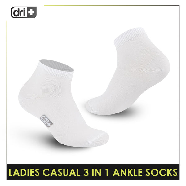 Dri Plus Ladies' Lite Thin Casual Ankle Socks 3 pairs in a pack DLCKG34