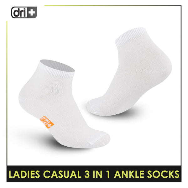 Dri Plus Ladies' Lite Thin Casual Ankle Socks 3 pairs in a pack DLCKG34