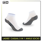 Dri Plus Ladies' Lite Casual Ankle Socks 3 pairs in a pack DLCKG35