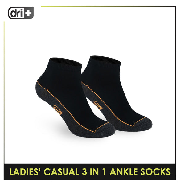 Dri Plus Ladies' Lite Casual Ankle Socks 3 pairs in a pack DLCKG35