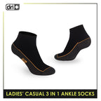 Dri Plus Ladies' Lite Casual Ankle Socks 3 pairs in a pack DLCKG35