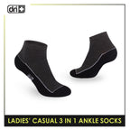 Dri Plus Ladies' Lite Casual Ankle Socks 3 pairs in a pack DLCKG35