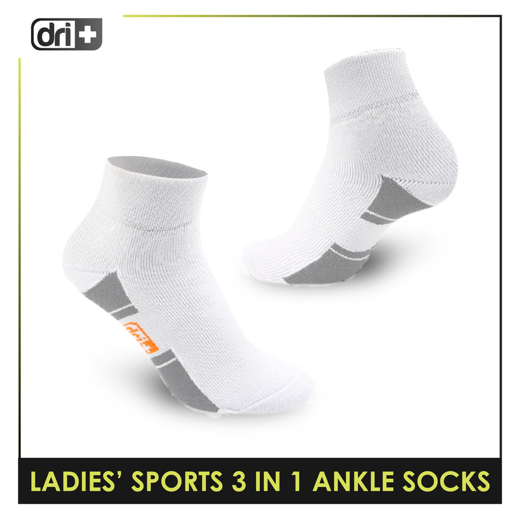 Dri Plus Ladies' Thick Sports Ankle Cut Socks 3 Pairs in a pack DLSKG16