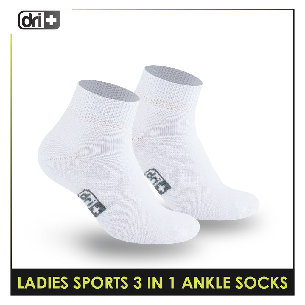 Dri Plus Ladies' Thick Sports Ankle Cut Socks 3 pairs in a pack DLSKG20