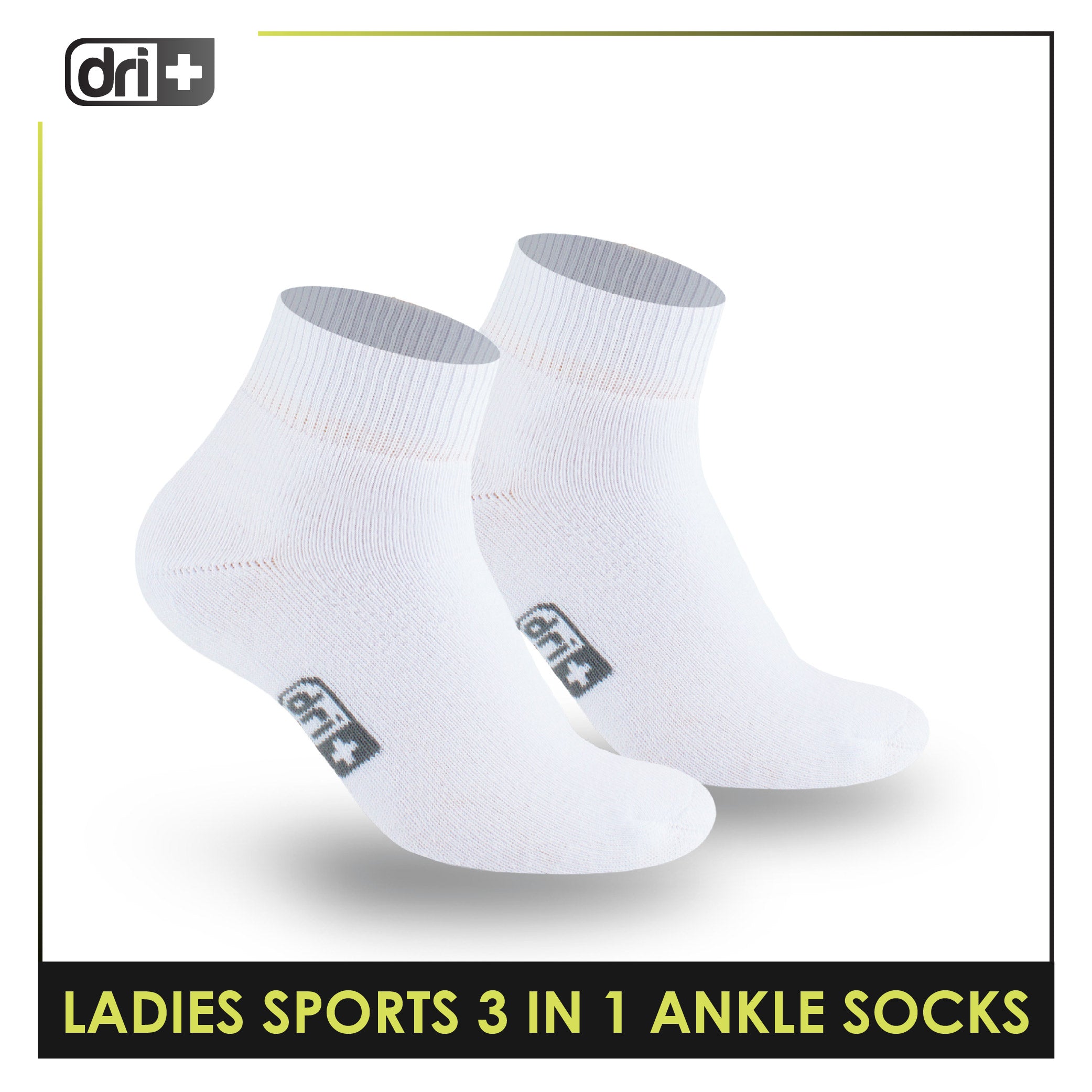 Dri Plus Ladies' Thick Sports Ankle Cut Socks 3 pairs in a pack DLSKG20