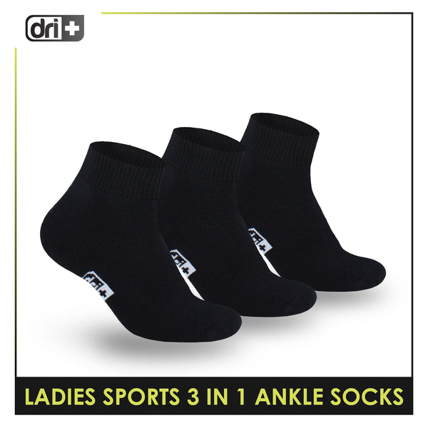Dri Plus Ladies' Thick Sports Ankle Cut Socks 3 pairs in a pack DLSKG20