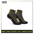 Dri Plus Men's Cotton Lite Thin Casual Ankle Socks 3 pairs in a pack DMCG12