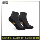 Dri Plus Men's Cotton Lite Thin Casual Ankle Socks 3 pairs in a pack DMCG12