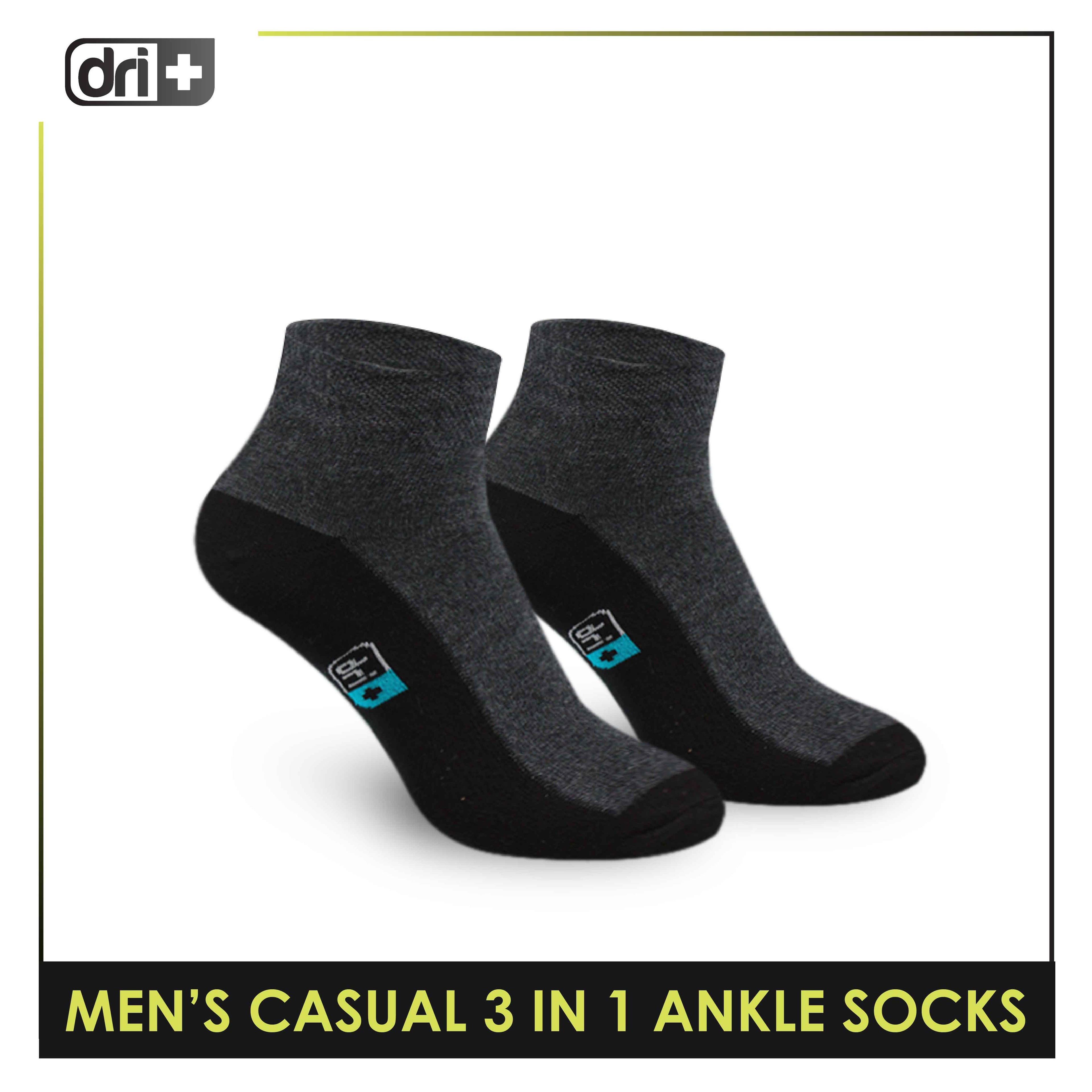 Dri Plus Men's Cotton Lite Thin Casual Ankle Socks 3 pairs in a pack DMCG12