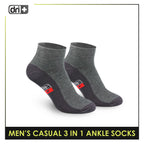 Dri Plus Men's Cotton Lite Thin Casual Ankle Socks 3 pairs in a pack DMCG12