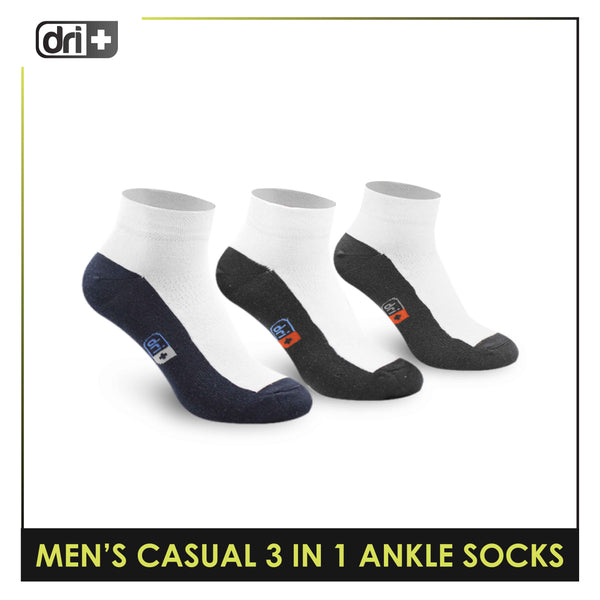 Dri Plus DMCG12 Men's Cotton Lite Casual Ankle Socks 3 pairs in a pack