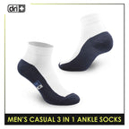 Dri Plus Men's Cotton Lite Thin Casual Ankle Socks 3 pairs in a pack DMCG12