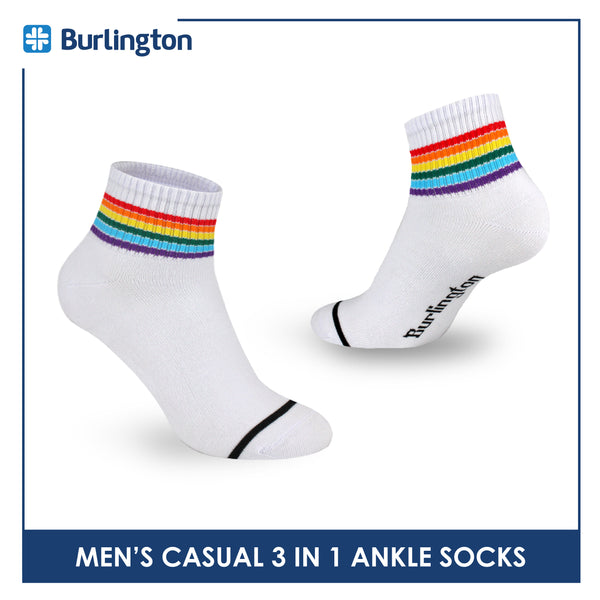 Burlington Men's Cotton Light Performance Ankle Socks 3 pairs in a pack DMCG4401