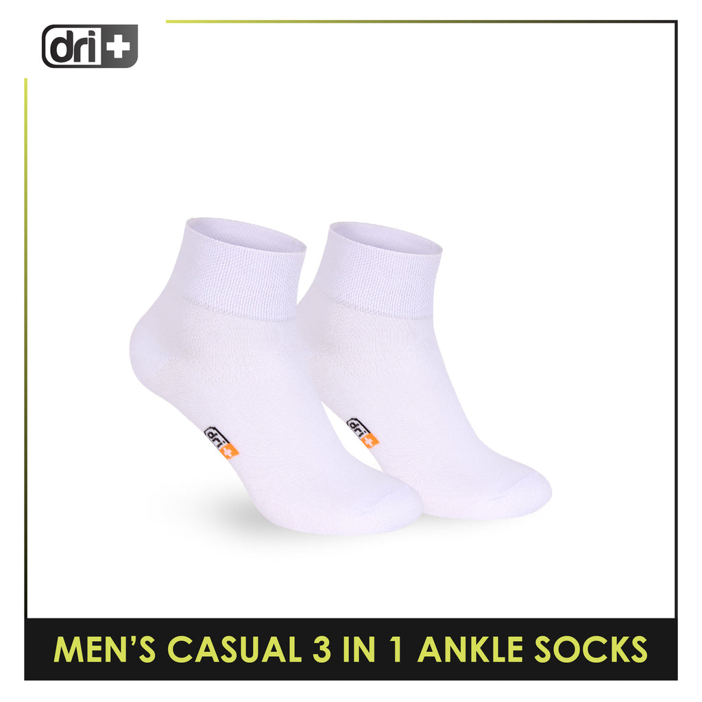 Dri Plus Men's Cotton Lite Thin Casual Ankle Socks 3 pairs in a pack DMCG13