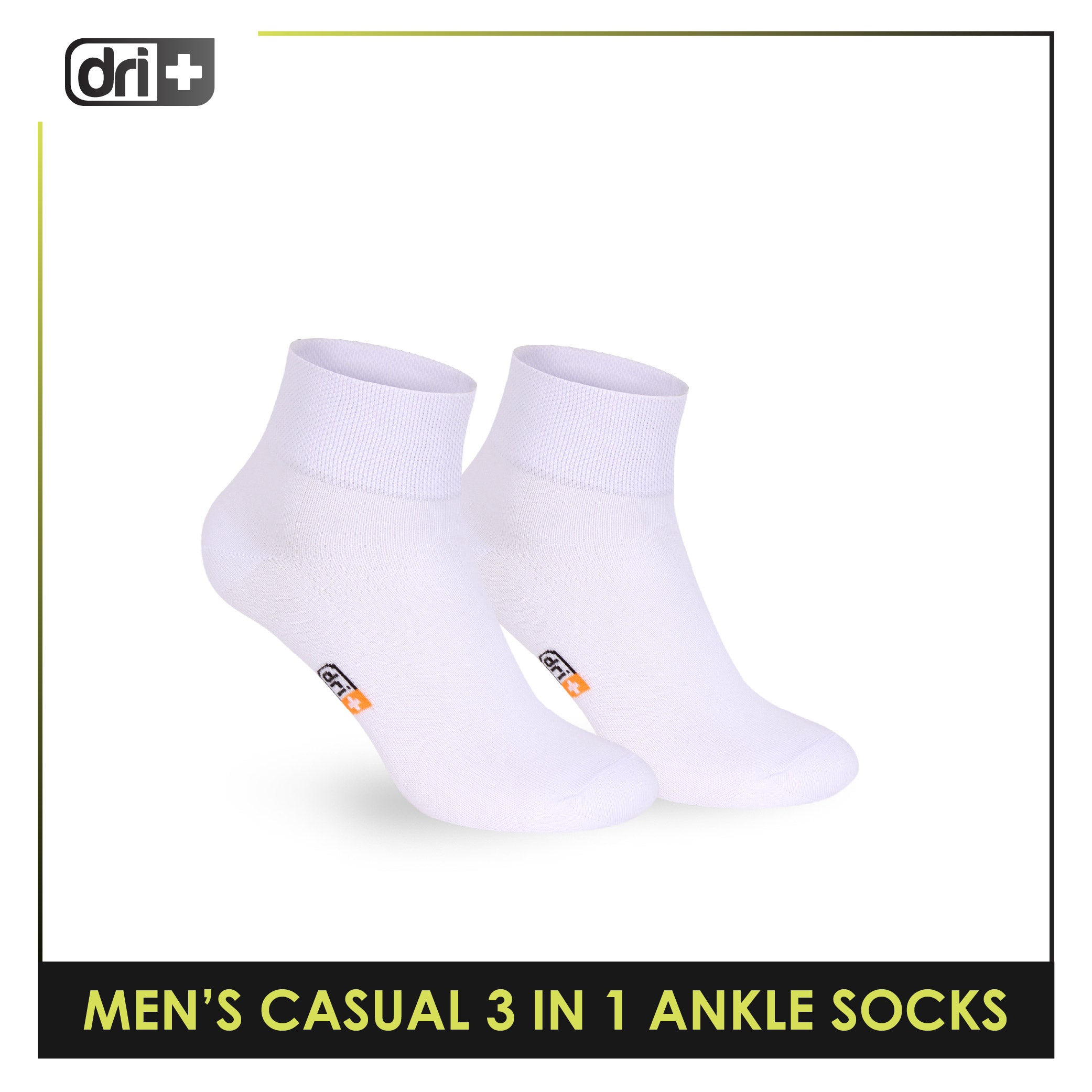 Dri Plus Men's Cotton Lite Thin Casual Ankle Socks 3 pairs in a pack DMCG13