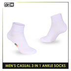 Dri Plus Men's Cotton Lite Thin Casual Ankle Socks 3 pairs in a pack DMCG13
