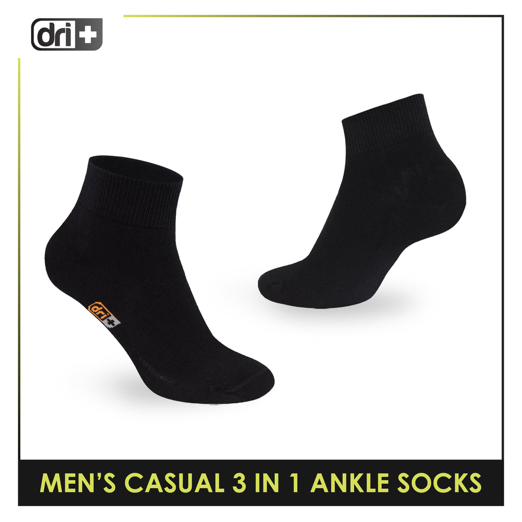 Dri Plus Men's Cotton Lite Thin Casual Ankle Socks 3 pairs in a pack DMCG13