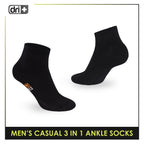 Dri Plus Men's Cotton Lite Thin Casual Ankle Socks 3 pairs in a pack DMCG13