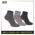 Dri Plus Men's Cotton Lite Thin Casual Ankle Socks 3 pairs in a pack DMCG13