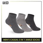 Dri Plus Men's Cotton Lite Thin Casual Ankle Socks 3 pairs in a pack DMCG13