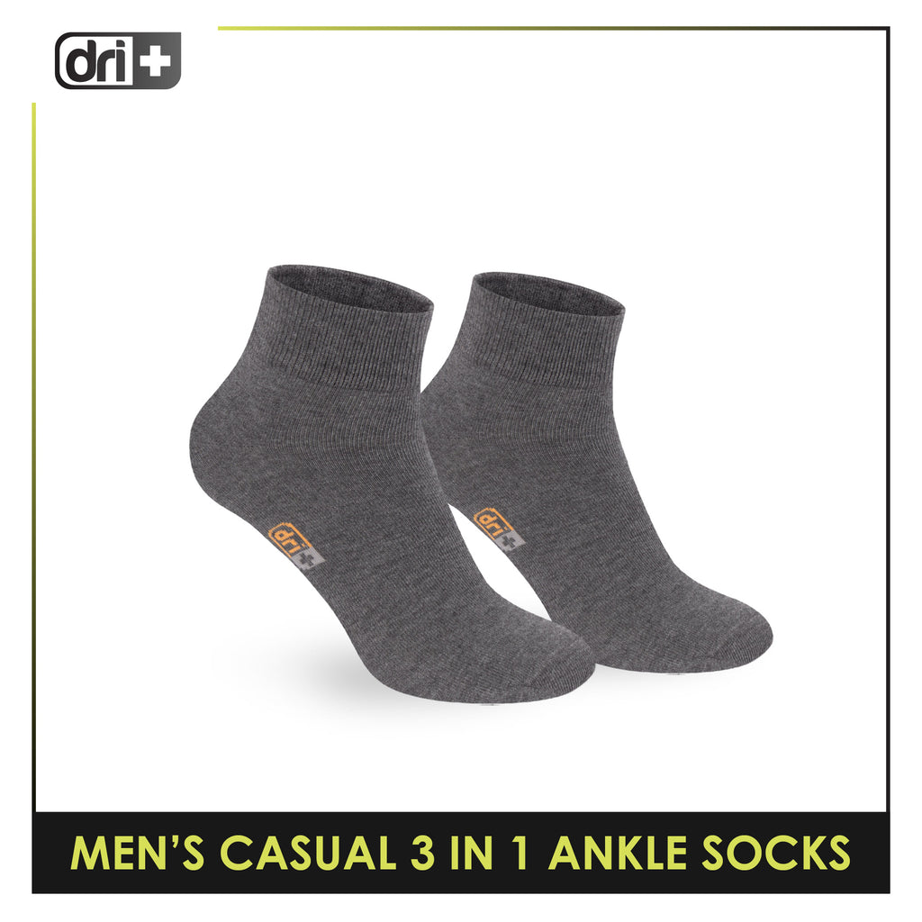 Dri Plus Men's Cotton Lite Thin Casual Ankle Socks 3 pairs in a pack DMCG13