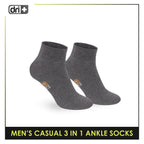 Dri Plus Men's Cotton Lite Thin Casual Ankle Socks 3 pairs in a pack DMCG13