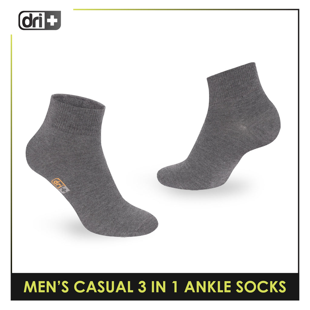 Dri Plus Men's Cotton Lite Thin Casual Ankle Socks 3 pairs in a pack DMCG13
