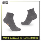 Dri Plus Men's Cotton Lite Thin Casual Ankle Socks 3 pairs in a pack DMCG13