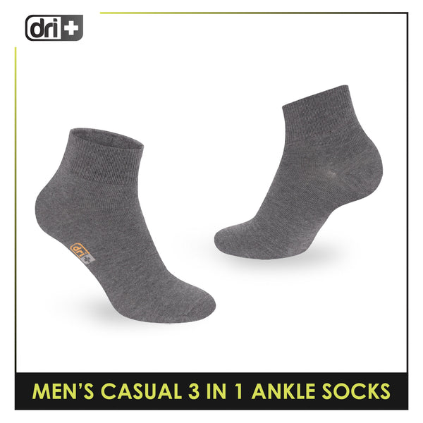 Dri Plus Men's Cotton Lite Thin Casual Ankle Socks 3 pairs in a pack DMCG13