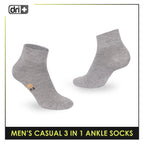Dri Plus Men's Cotton Lite Thin Casual Ankle Socks 3 pairs in a pack DMCG13
