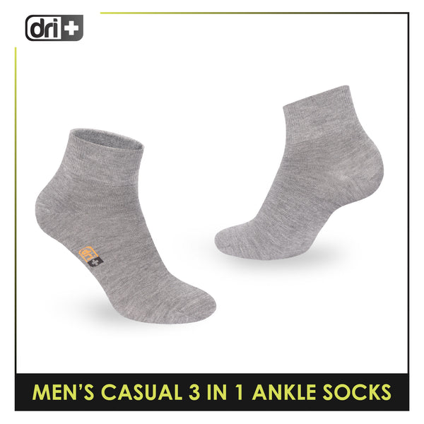 Dri Plus Men's Cotton Lite Thin Casual Ankle Socks 3 pairs in a pack DMCG13