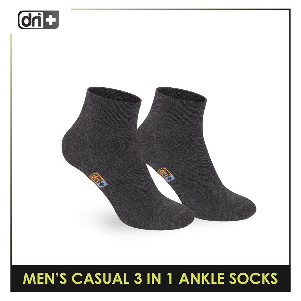 Dri Plus Men's Cotton Lite Thin Casual Ankle Socks 3 pairs in a pack DMCG13