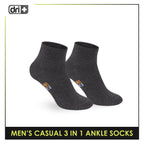 Dri Plus Men's Cotton Lite Thin Casual Ankle Socks 3 pairs in a pack DMCG13