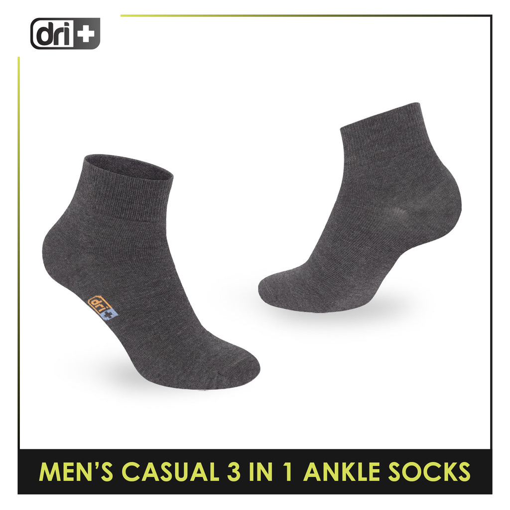 Dri Plus Men's Cotton Lite Thin Casual Ankle Socks 3 pairs in a pack DMCG13