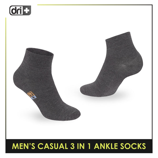 Dri Plus Men's Cotton Lite Thin Casual Ankle Socks 3 pairs in a pack DMCG13