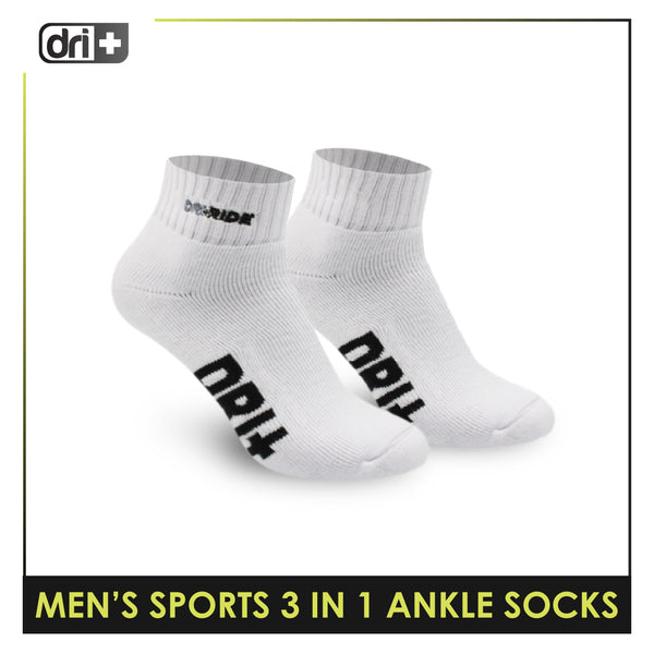 Dri Plus Men’s Thick Sports Embroidered Ankle Socks 3 pairs in a pack DMSEG2404