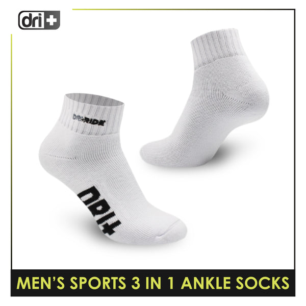 Dri Plus Men’s Thick Sports Embroidered Ankle Socks 3 pairs in a pack DMSEG2404