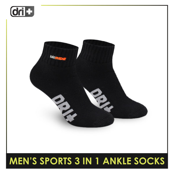 Dri Plus Men’s Thick Sports Embroidered Ankle Socks 3 pairs in a pack DMSEG2404