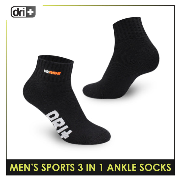 Dri Plus Men’s Thick Sports Embroidered Ankle Socks 3 pairs in a pack DMSEG2404