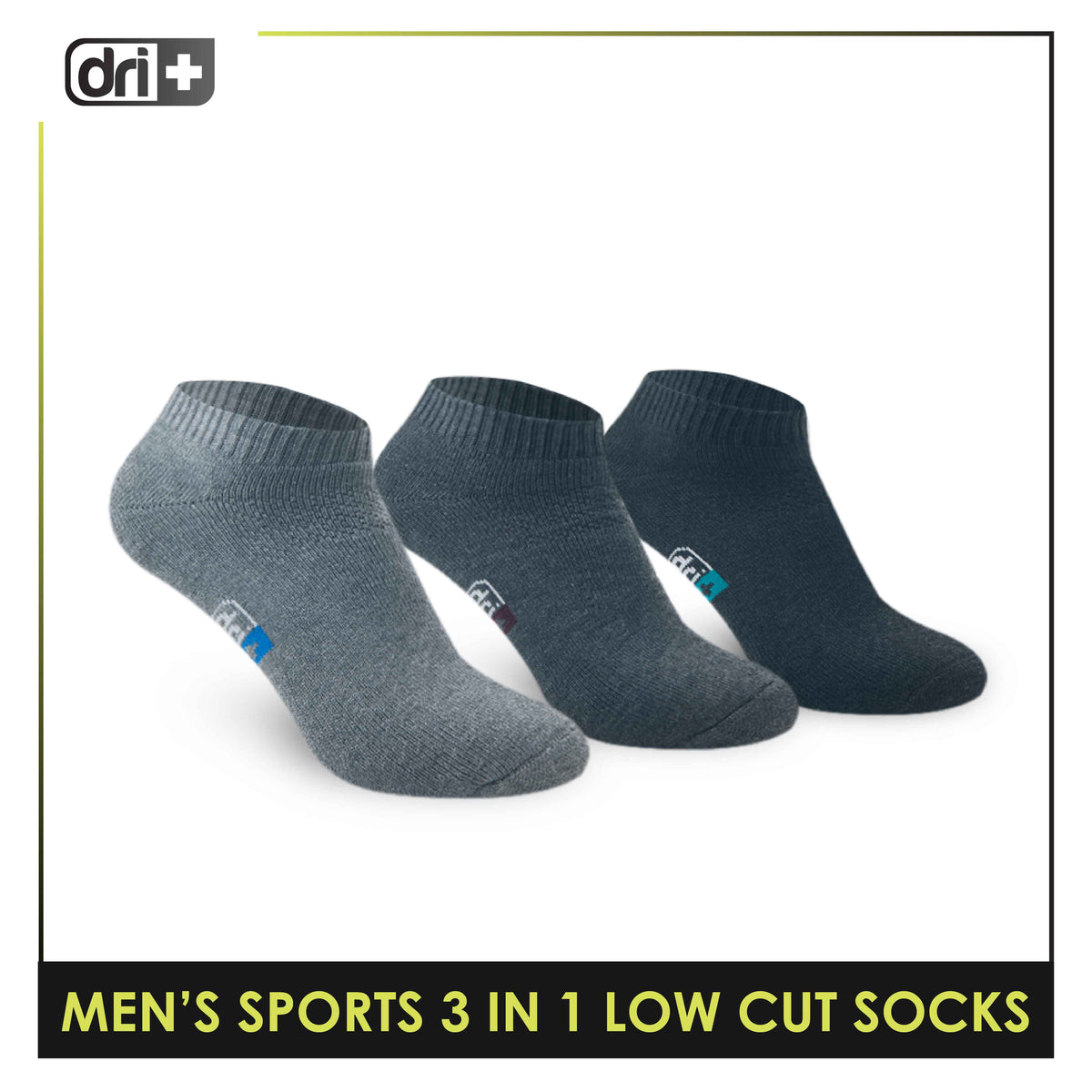 Dri Plus Dri Plus Men's Cotton Thick Sports Low Cut Socks 3 pairs in a pack DMS ...