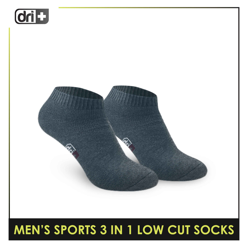 Dri Plus Men's Cotton Thick Sports Low Cut Socks 3 pairs in a pack DMSKG14