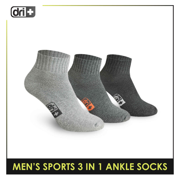 Dri Plus DMSKG15 Men's Thick Cotton Sports Ankle Socks 3 pairs in a pack