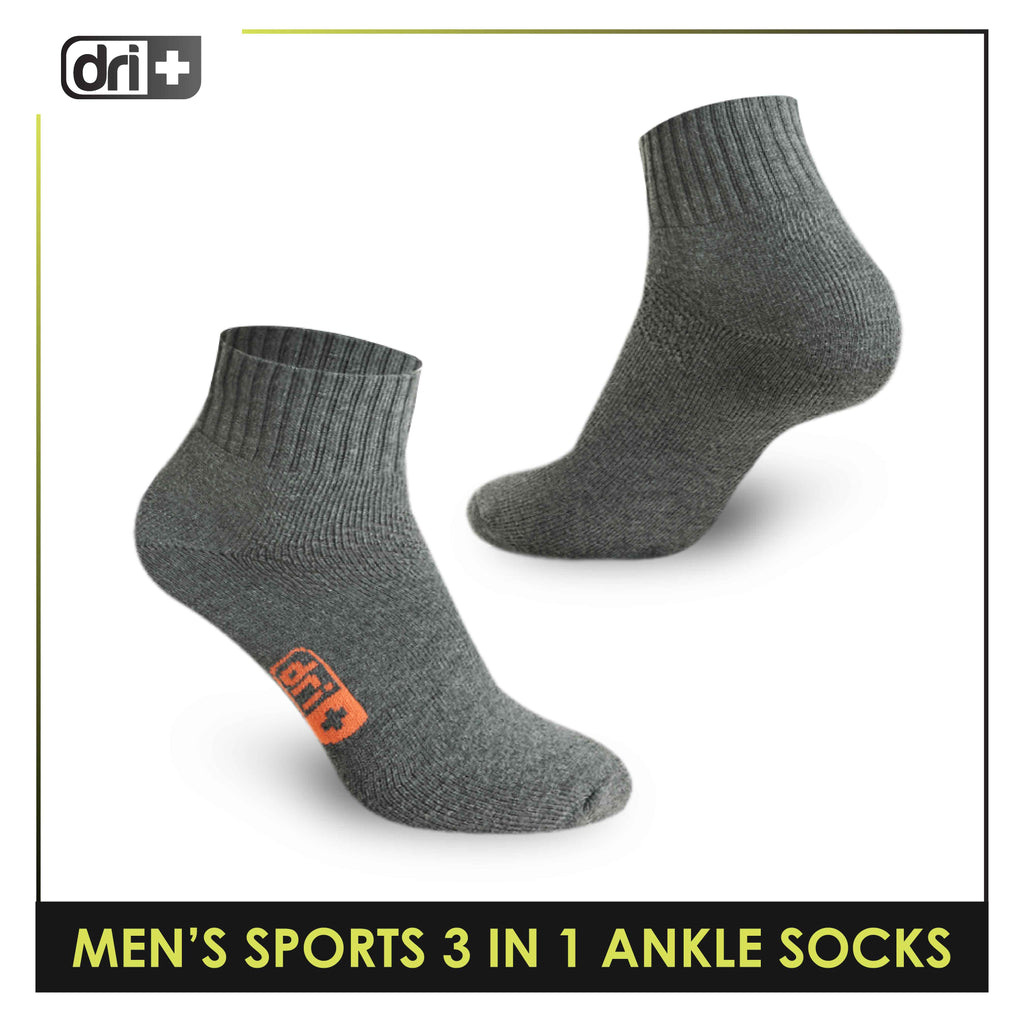 Dri Plus Men's Cotton Thick Sports Ankle Socks 3 pairs in a pack DMSKG15