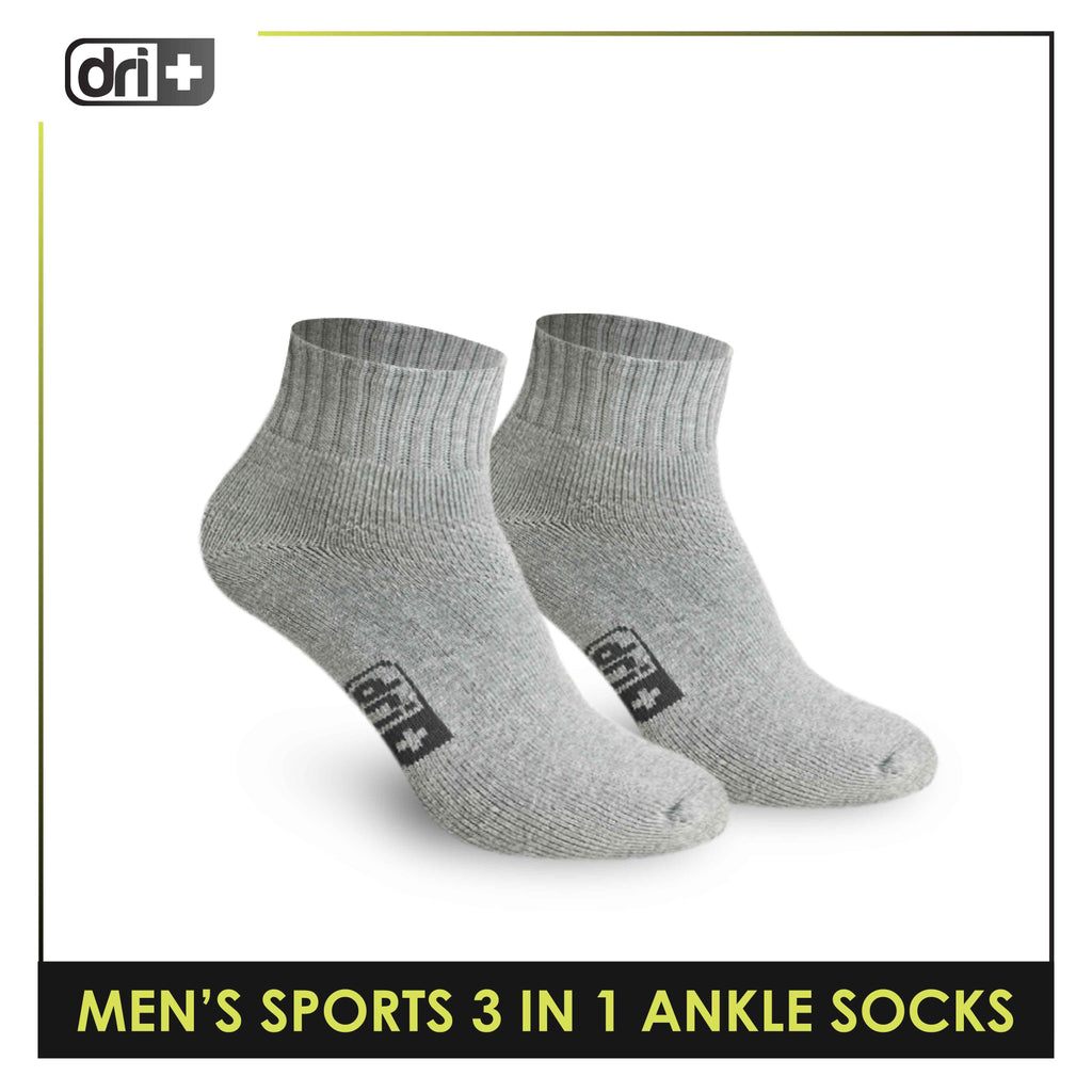 Dri Plus Dri Plus Men's Cotton Thick Sports Ankle Socks 3 pairs in a pack DMSKG ...