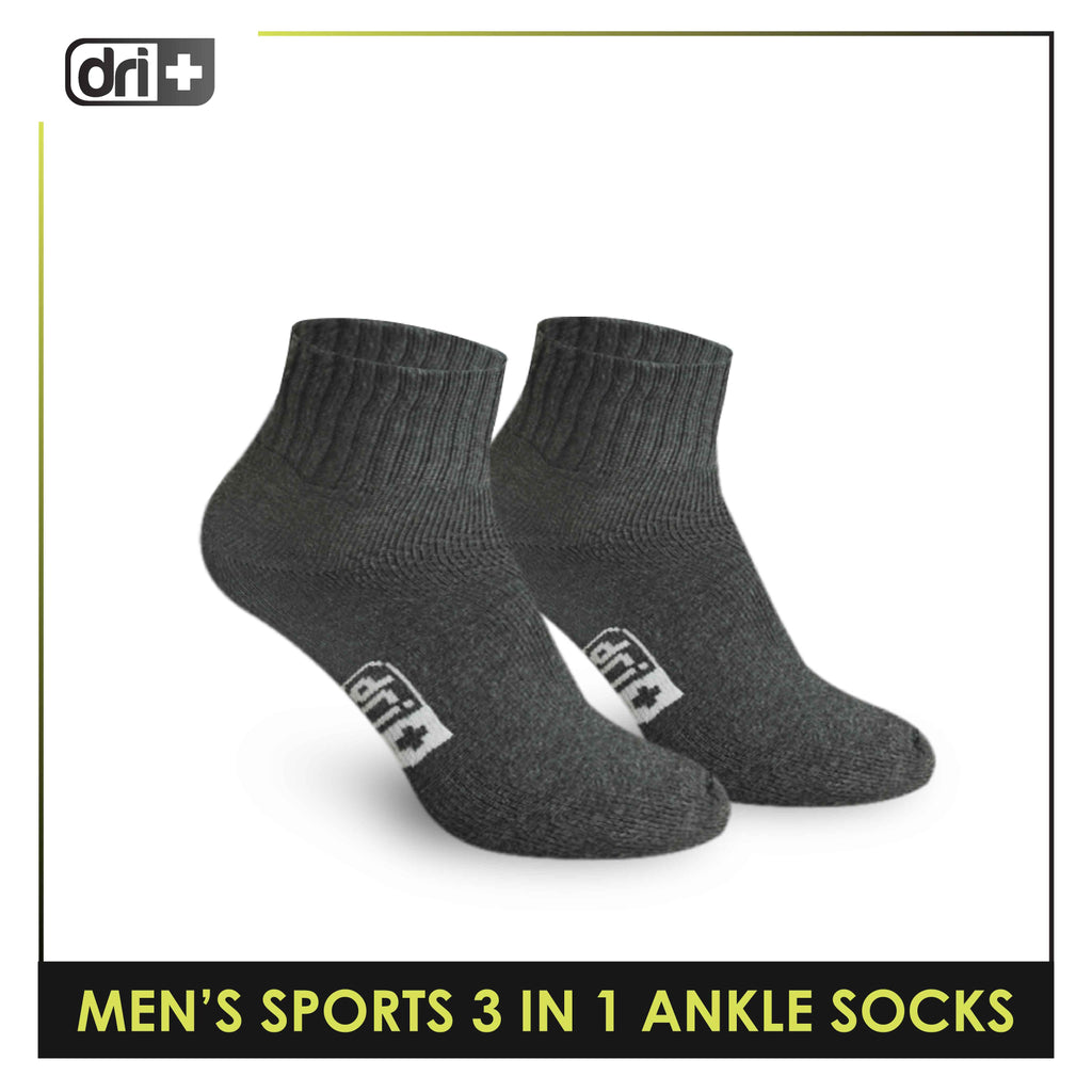 Dri Plus Men's Cotton Thick Sports Ankle Socks 3 pairs in a pack DMSKG15