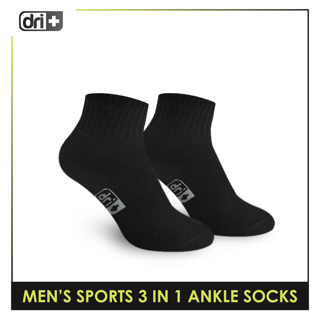 Dri Plus Men's Cotton Thick Sports Ankle Socks 3 pairs in a pack DMSKG15